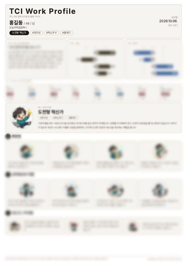 개인 TCI Work Profile 결과지 예시 - 도전형 혁신가